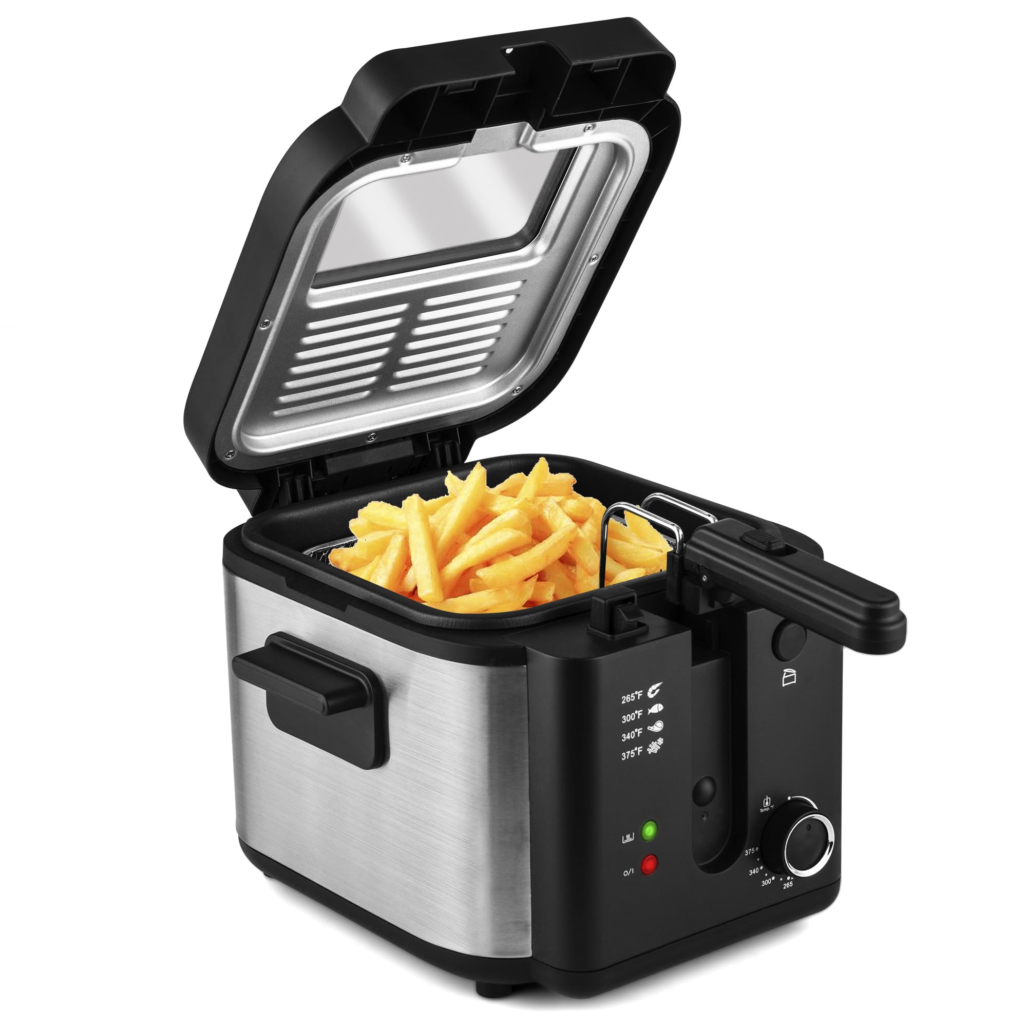 Pukomc Electric Deep Fryer with Basket,Adjustable Temperature Frying Pot for Home Use,Removable Lid and 2.5L Non-Stick Inner Pot Easy to Clean